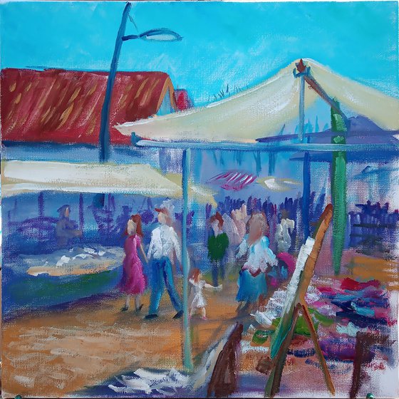 The street market. Pleinair