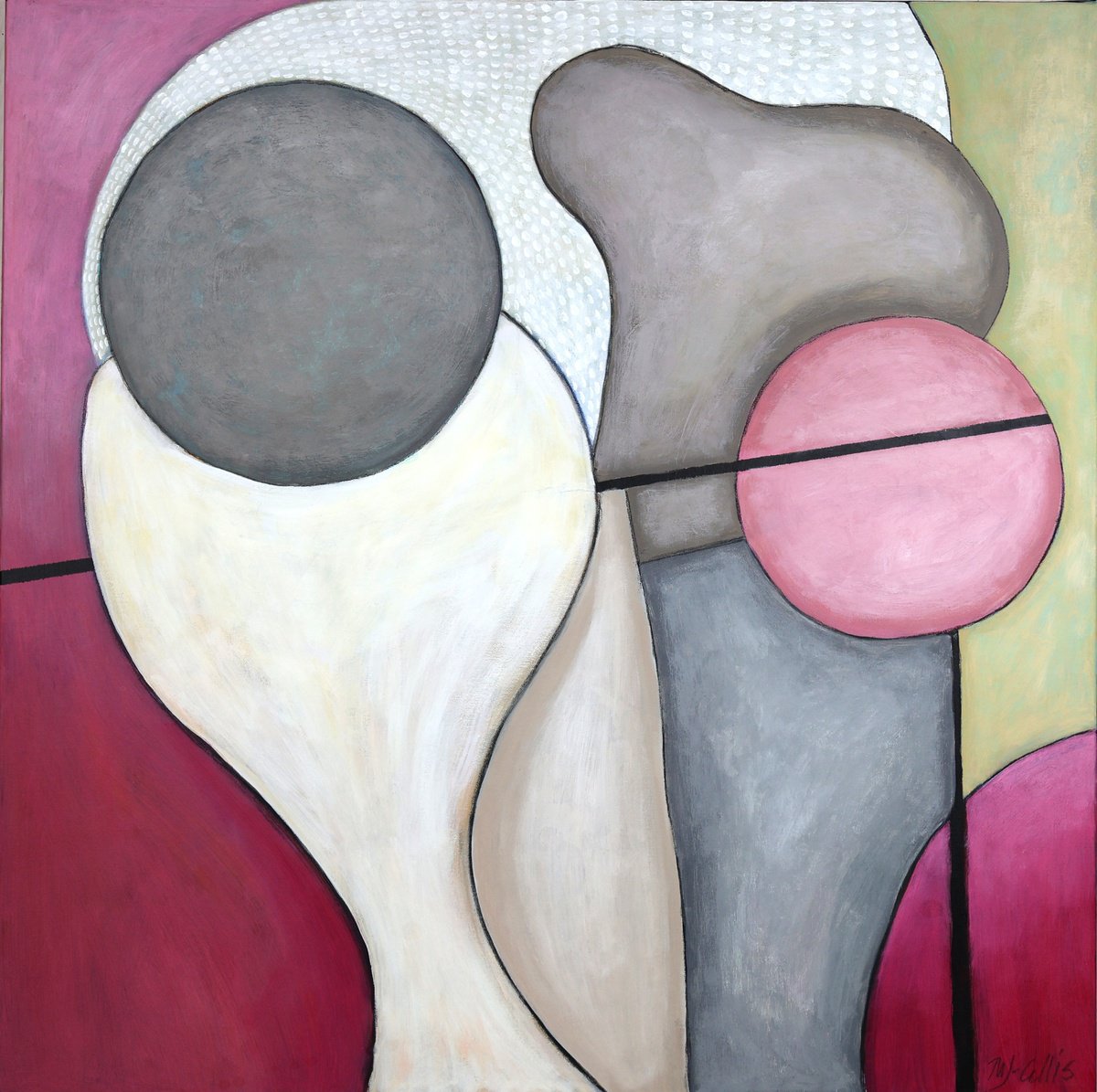 Organic Abstract Acrylic Painting By Mariann Johansen-Ellis, 30 X 30", New Beginning, Original Artwork