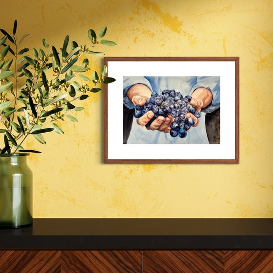 Harvest Bliss: Farmer's Hands with Grapes