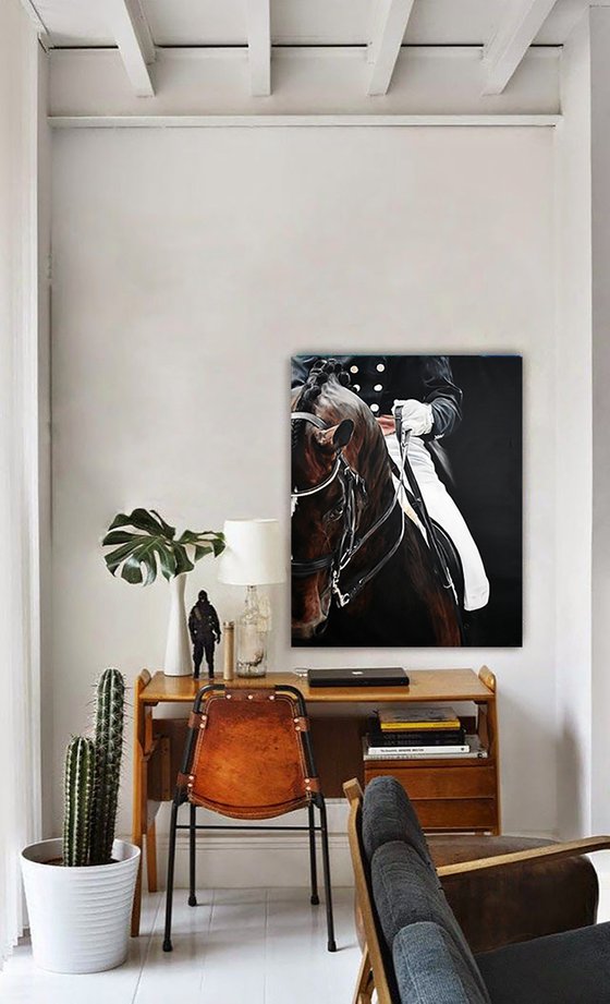 Oil painting with horse and rider 80 * 100 cm by Ivlieva Irina