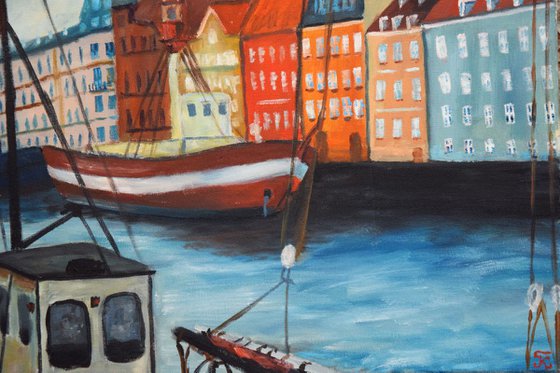 Oil painting Harbour Nyhavn