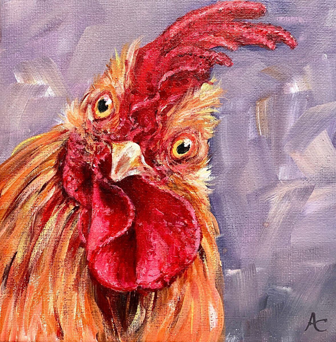 Rooster_Curious Cody Acrylic painting by Arti Chauhan | Artfinder