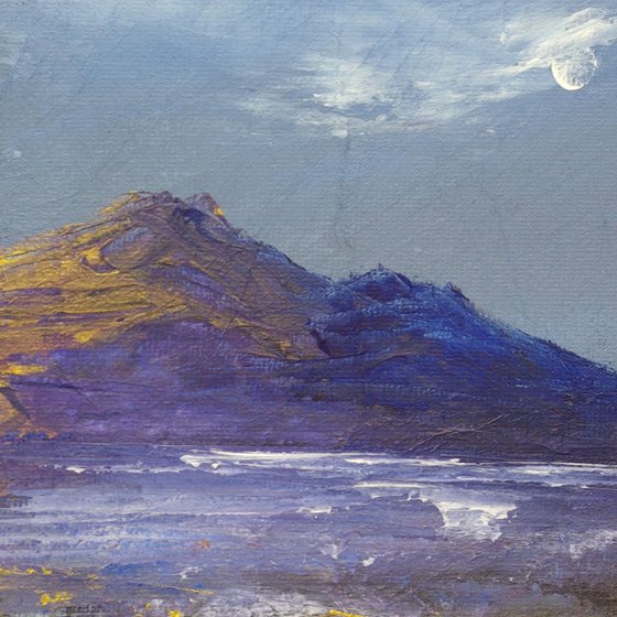 Golden Moonlight Bay, seascape painting