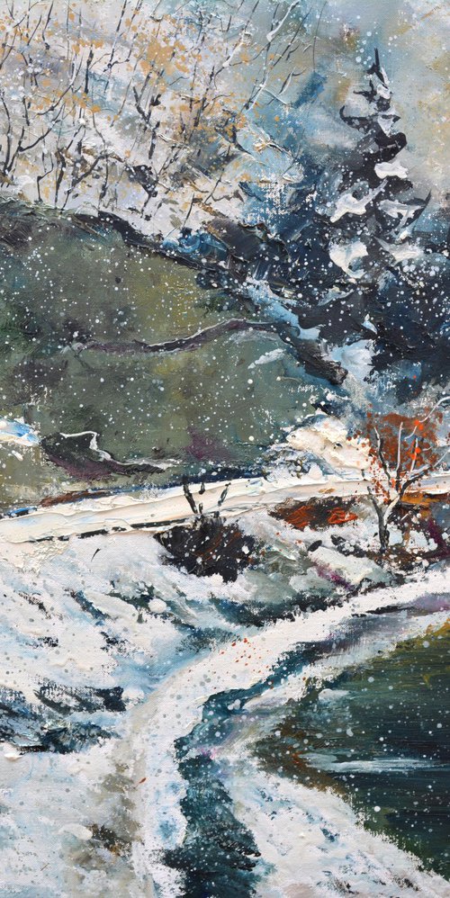 Snow on the river - 7623 by Pol Henry Ledent