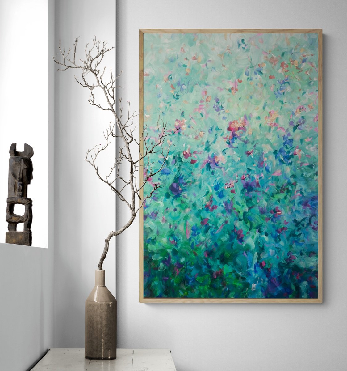 Organic Botanical Acrylic Painting By Katherine Spiller, 37 X 25", Treasured Moments, Original Artwork