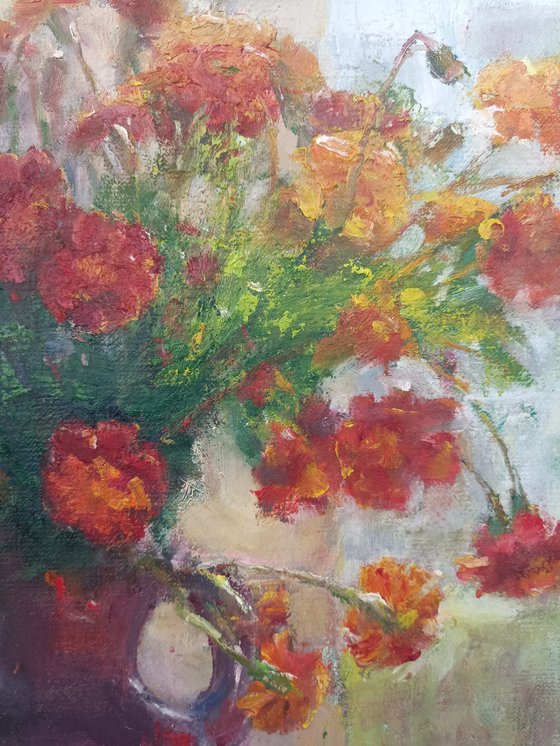 Marigolds in a vase