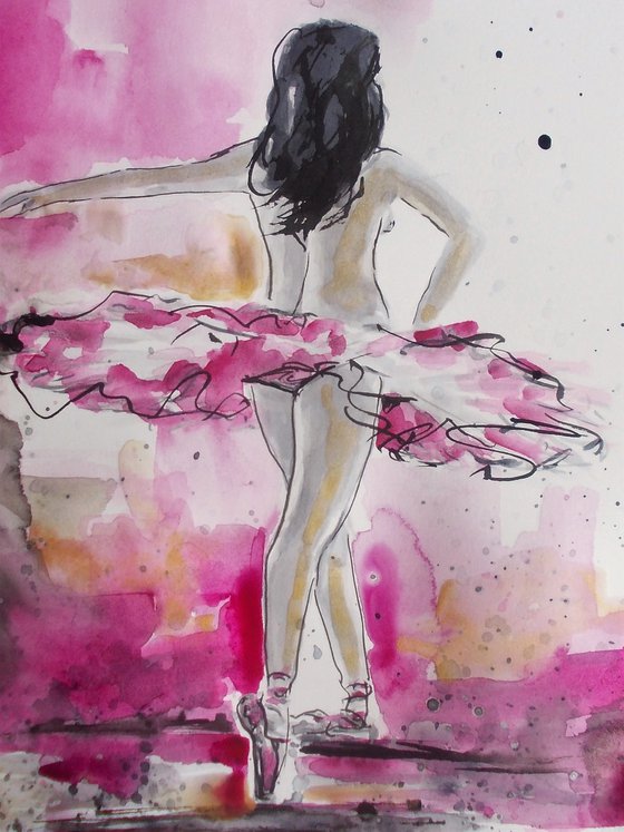 Ballerina - Original ballet watercolor painting