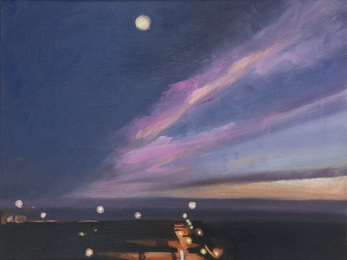 Moonrise over Port of Ramsgate by Nikki Sumray