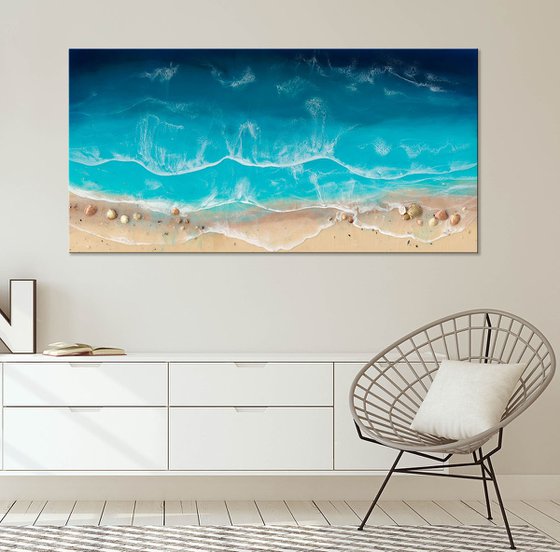 Serenity Beach - Resin on wood