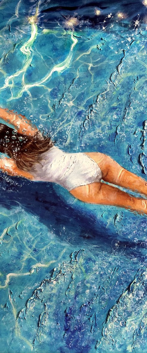 Girl swimming61(32x32in) by Vishalandra Dakur