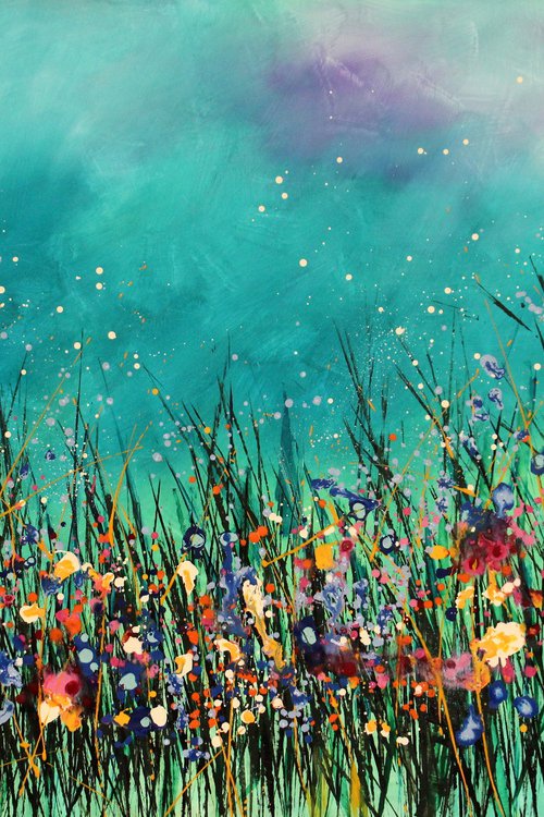 Underwater Love#2 - Super sized original abstract floral landscape by Cecilia Frigati