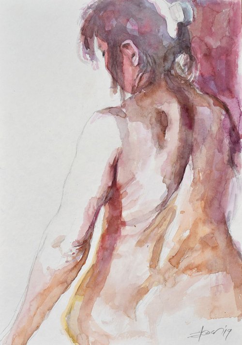 Nude back study by Goran Žigolić Watercolors