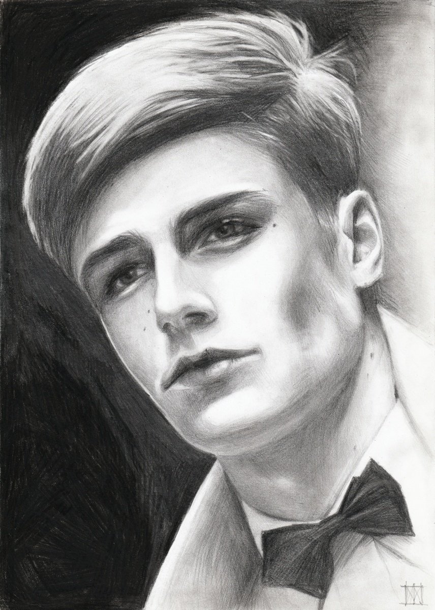 Portrait Pencil Drawing By Anastasia Terskih, 8 X 12, Gentleman, Original Artwork