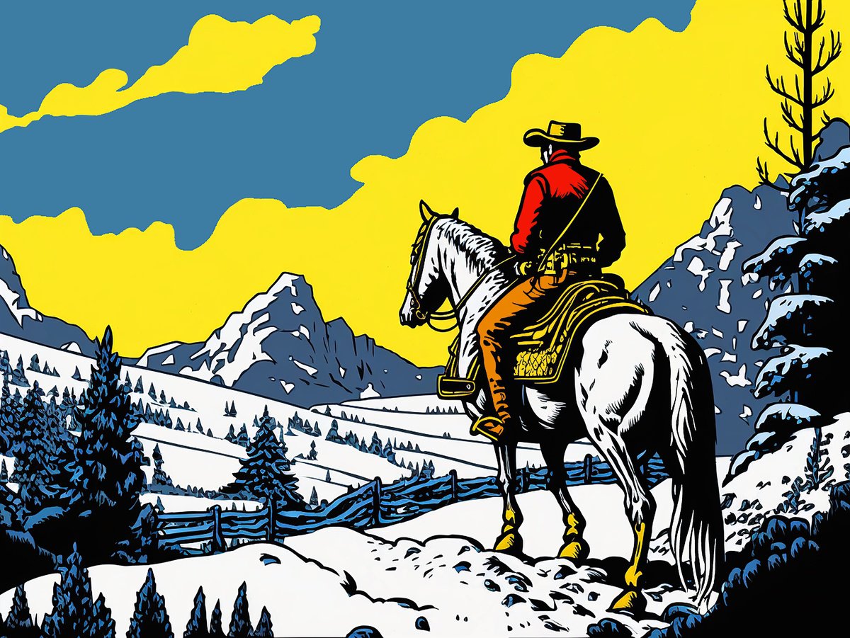 Western outlaw in the mountains by Kosta Morr