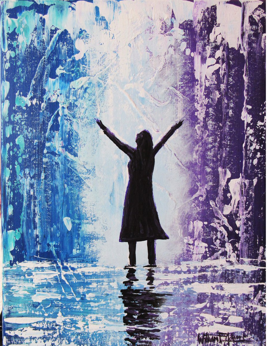 Abstract Acrylic Painting By William F. Adams, 11 X 14", " The Power Of Her Praise ", Original Artwork