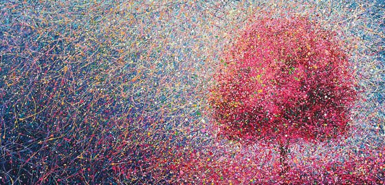 Sakura Original pink abstract tree Tender Light painting Spring blossom Large abstract landscape Cherry Blossom