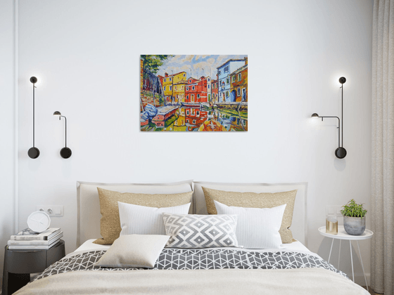 "Summer in Venice " original oil painting, ready to hang, water wall decor, gift idea