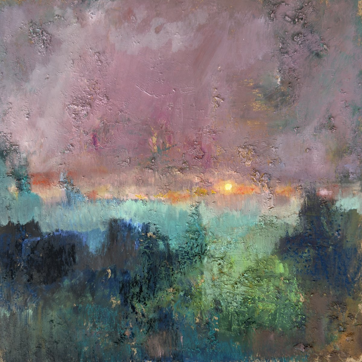 Abstract Silent Horizon By Olha Laptieva, 12 X 12, Artwork For Sale On Artfinder