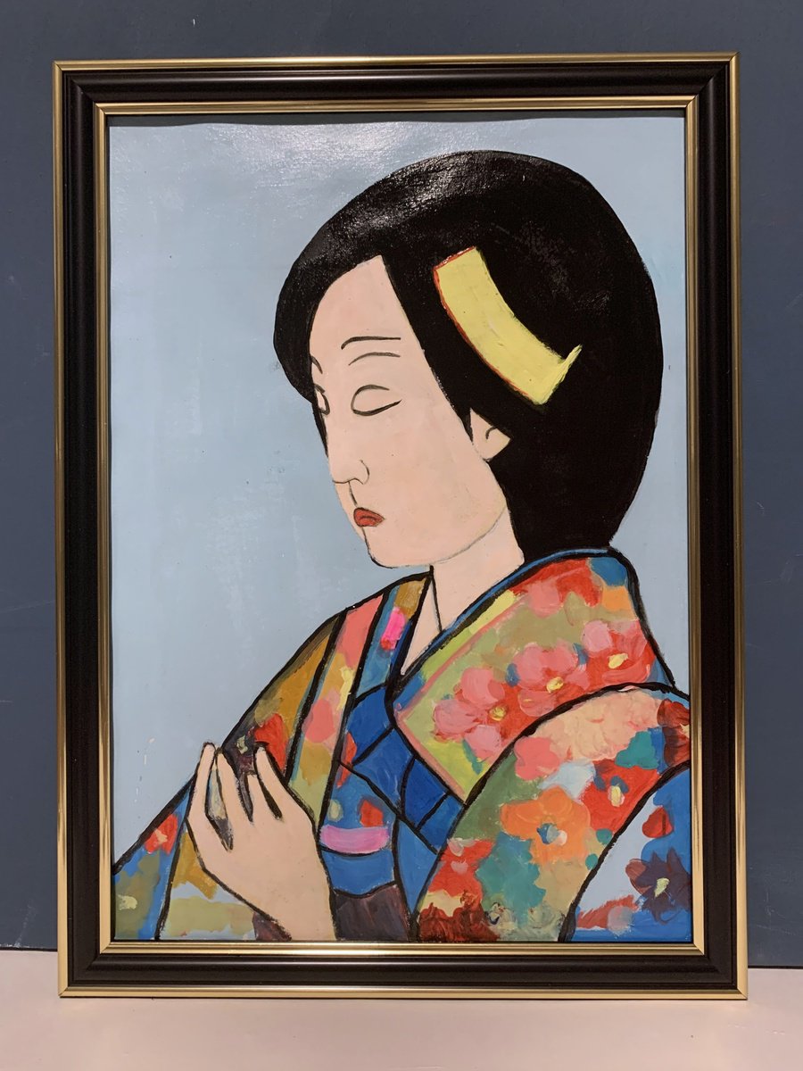 Expressive Portrait Acrylic Painting By Vita Schagen, 9 X 13", Japanese Beauty. Geisha. #1, Original Artwork