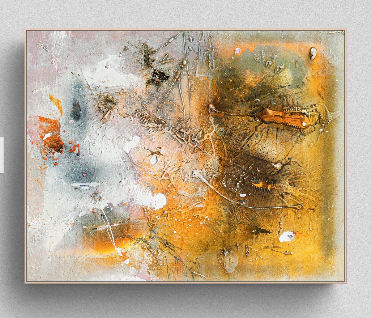 Organic Abstract Acrylic Painting By Adriano Ribeiro, 28 X 24, Saturn Cut, Original Artwork