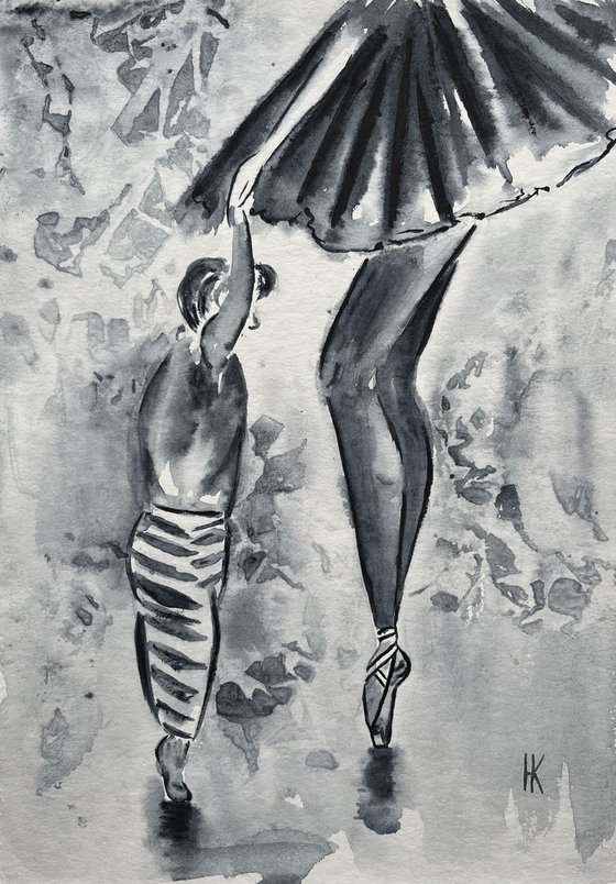 Baby Ballet. original watercolor painting