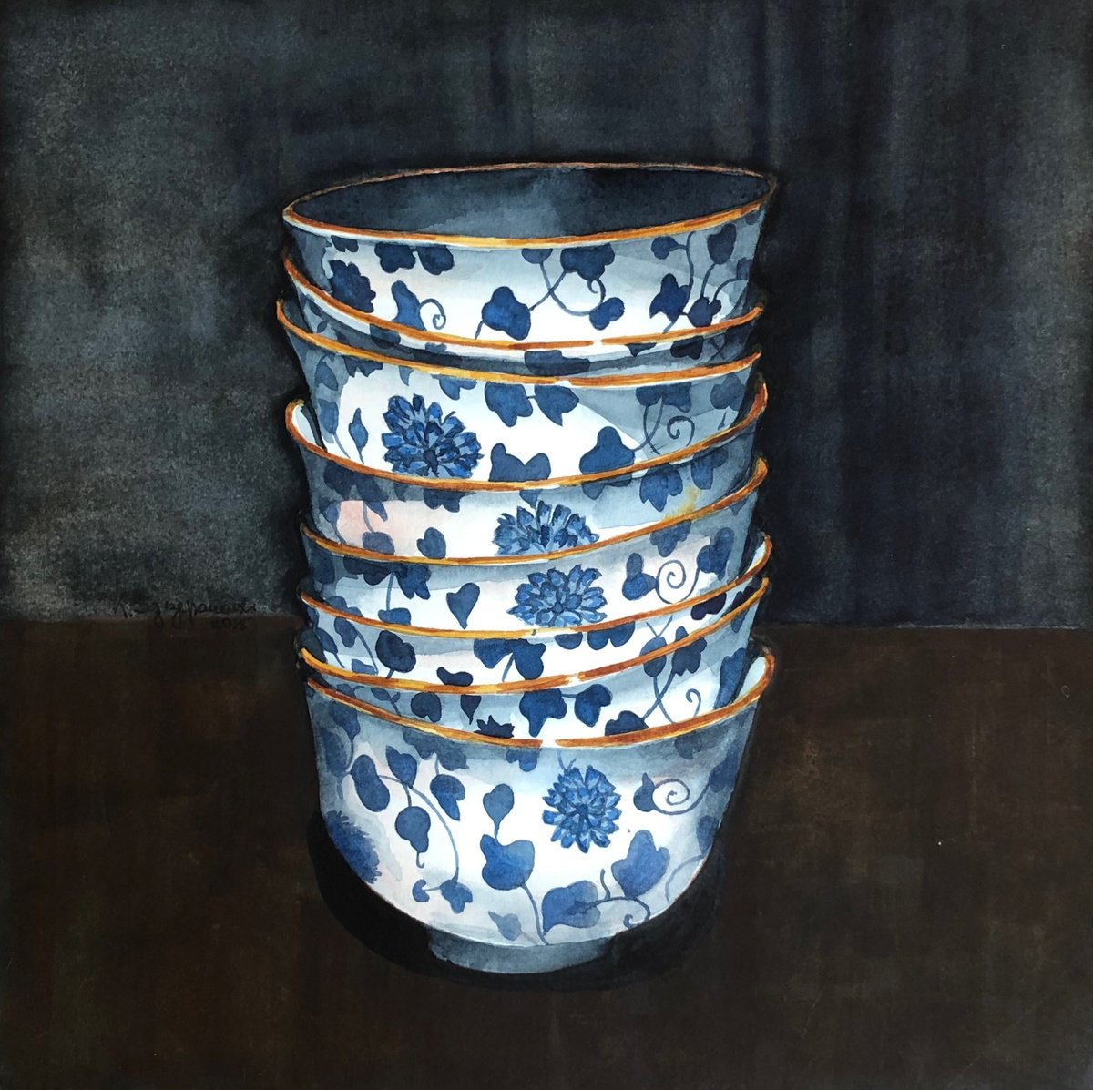 Floral patterned bowls by Krystyna Szczepanowski