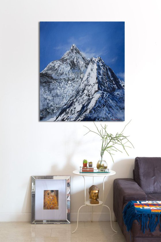 Himalayas Everest - original oil painting on stretched canvas