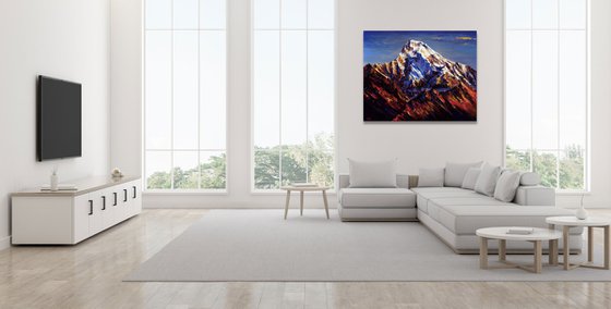 Annapurna Mountains painting art Everest Mountain Himalayas Nepal