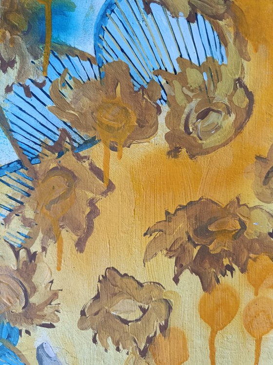 Hands in sunflowers