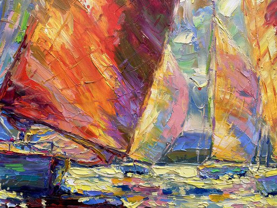 "Sailboats at Sea"