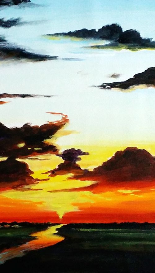 Rural Cloudy Sunset by Samiran Sarkar