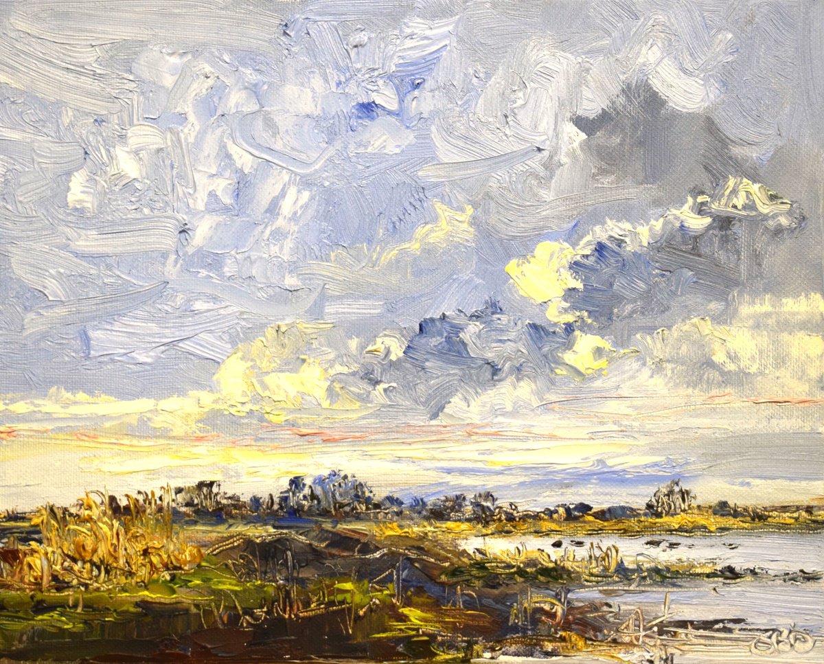 Impressionistic Landscape Oil Painting By Sonja Brussen, 13 X 10", From Sweden, Original Artwork