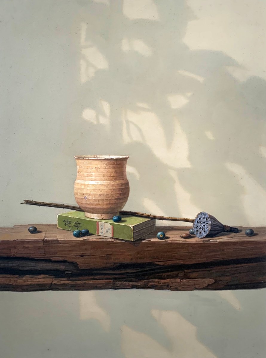 Photorealistic Still Life Oil Painting By Kunlong Wang, 24 X 31", Still Life:zen Art C149, Original Artwork