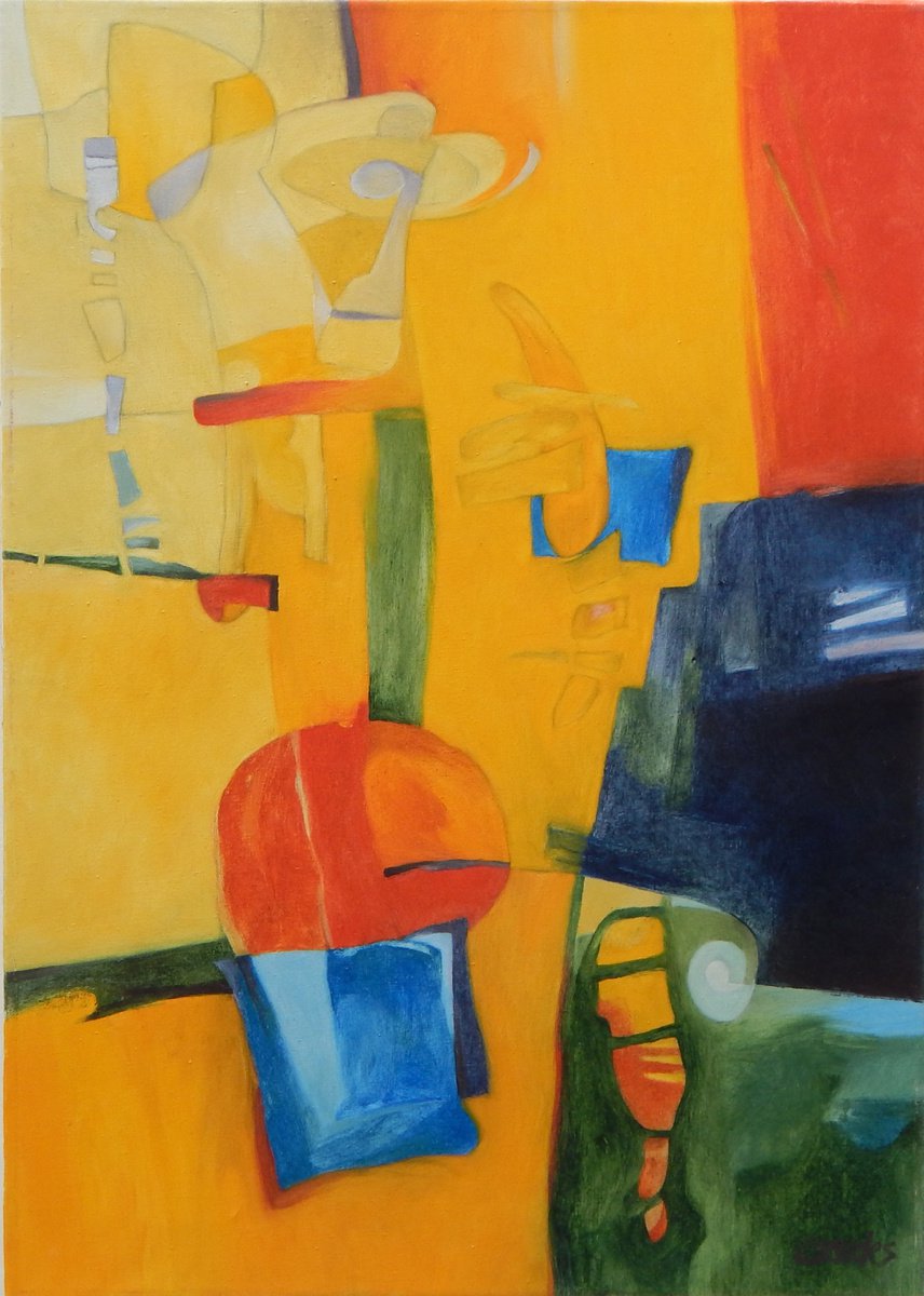 Expressive Abstract Oil Painting By Csaba Csendes, 20 X 28, Disappearing, Original Artwork