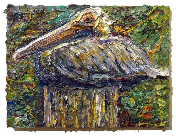 Original Oil Painting Abstract Expressionism Art deco Impressionism Bird