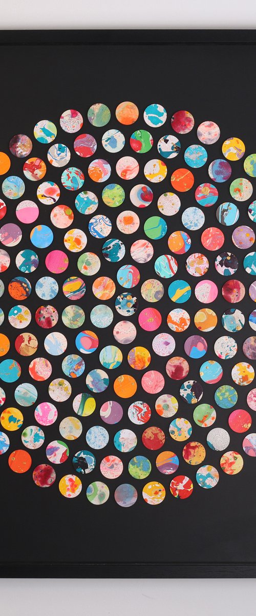large scale original marble spot 3d collaged painting by Amelia Coward