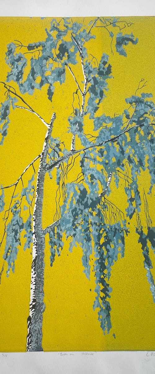 Birch Tree Linocut by C Staunton