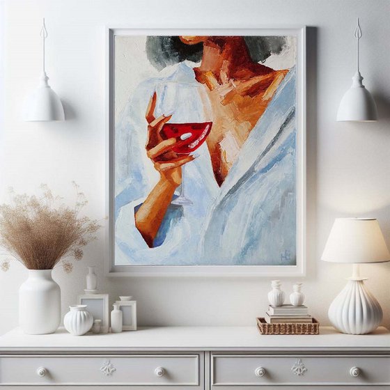 Girl with a glass of wine