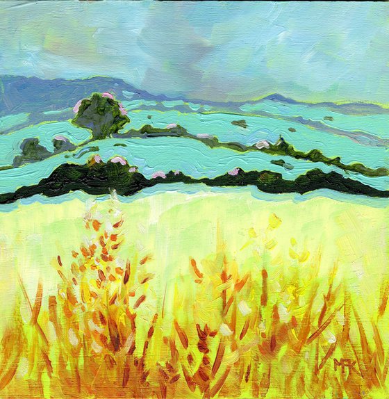 Yellow Fields After the Rainstorm - Miniature Landscape