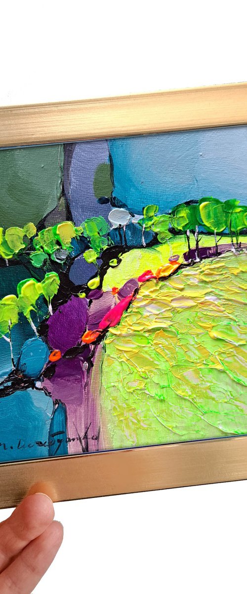 Abstract landscape painting by Nataly Derevyanko