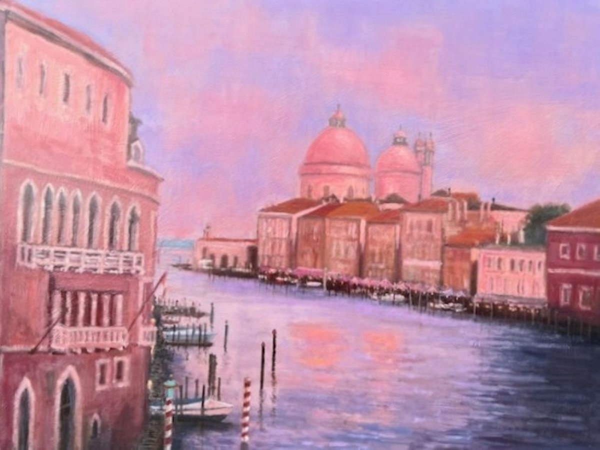 Oil Painting , Setting Sun Grand Canal Venice By Gary Obee, 24 X 18, Artwork For Sale On Artfinder