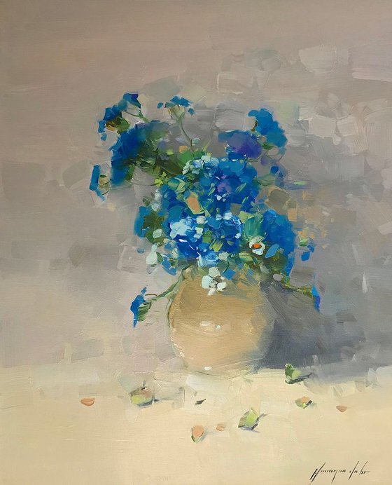 Vase of Flowers, Oil painting, One of a kind, Handmade artwork