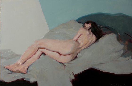 modern nude portrait of a woman from life model