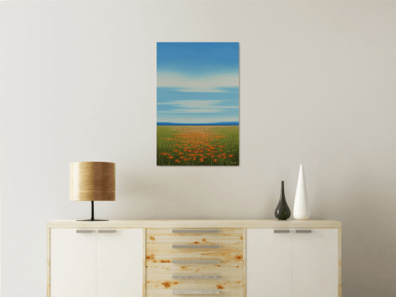 Summer Flower Field - Blue Sky Landscape