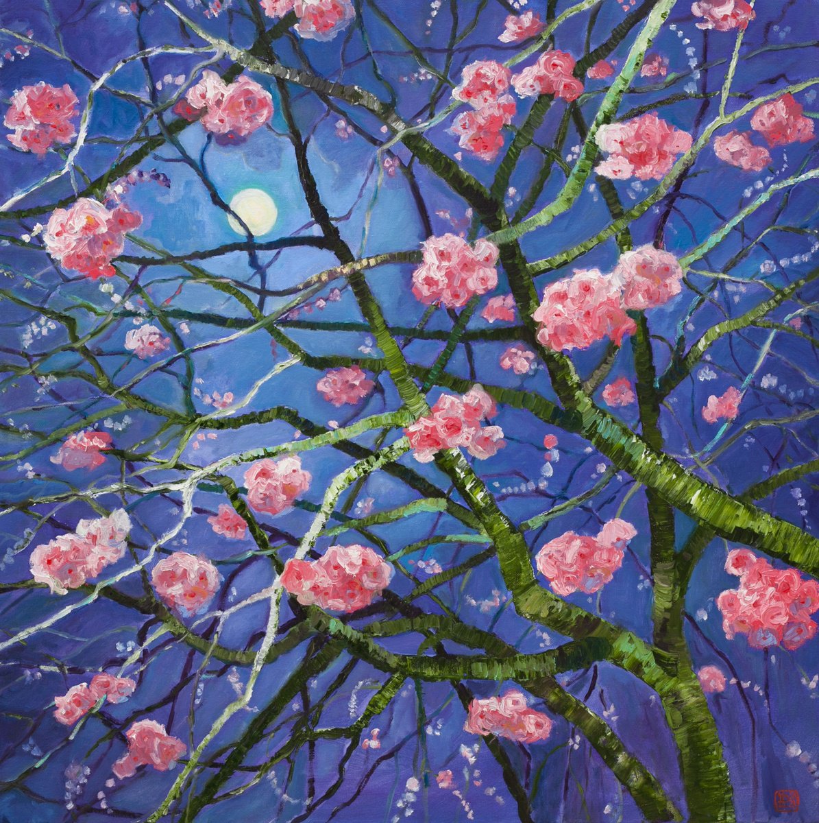 Cherry Blossom In The Night by Liudmila Pisliakova