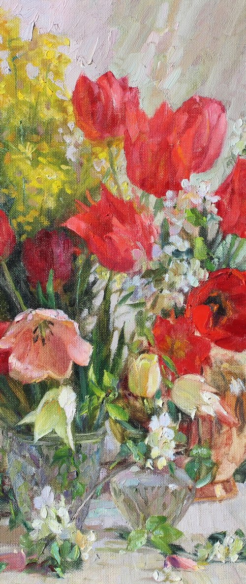 Still life with spring flowers by Volodymyr Tarabanov
