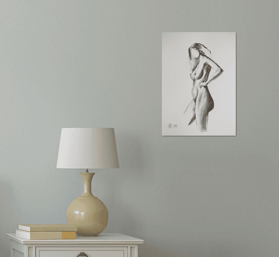 Nude in charcoal. 11. Black and white minimalistic female girl beauty body positive