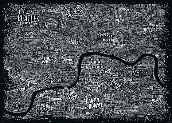 Music Map Of London (Black)