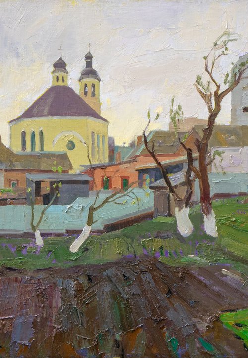 Backyard of a Catholic cathedral by Victor Onyshchenko