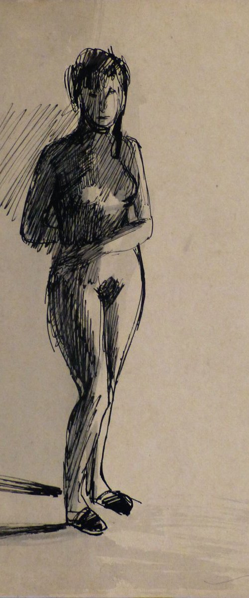 Standing Nude 7, 27x24 cm by Frederic Belaubre